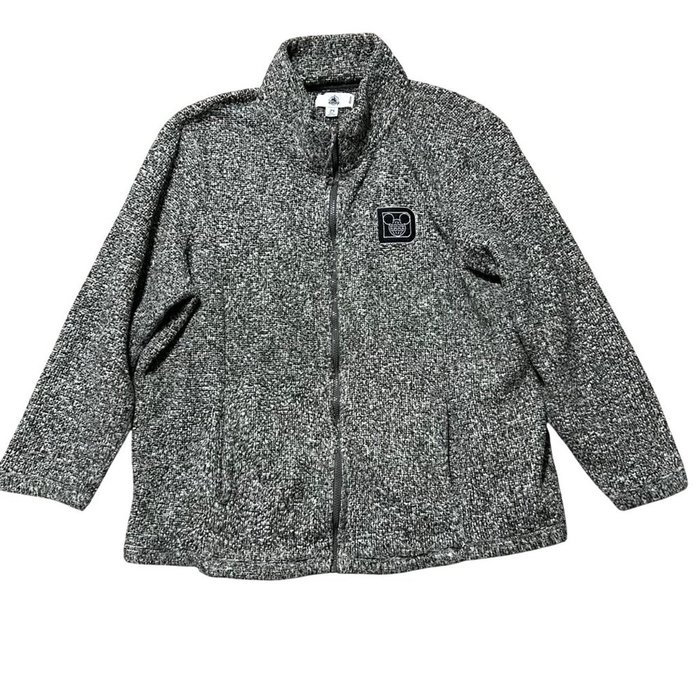 Disney Women's Size 2X plush fleece sherpa Full-Zip Sweater Jacket Gray/White